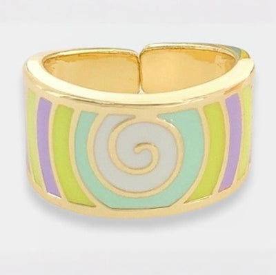 Gold & Enamel Swirl Ring
