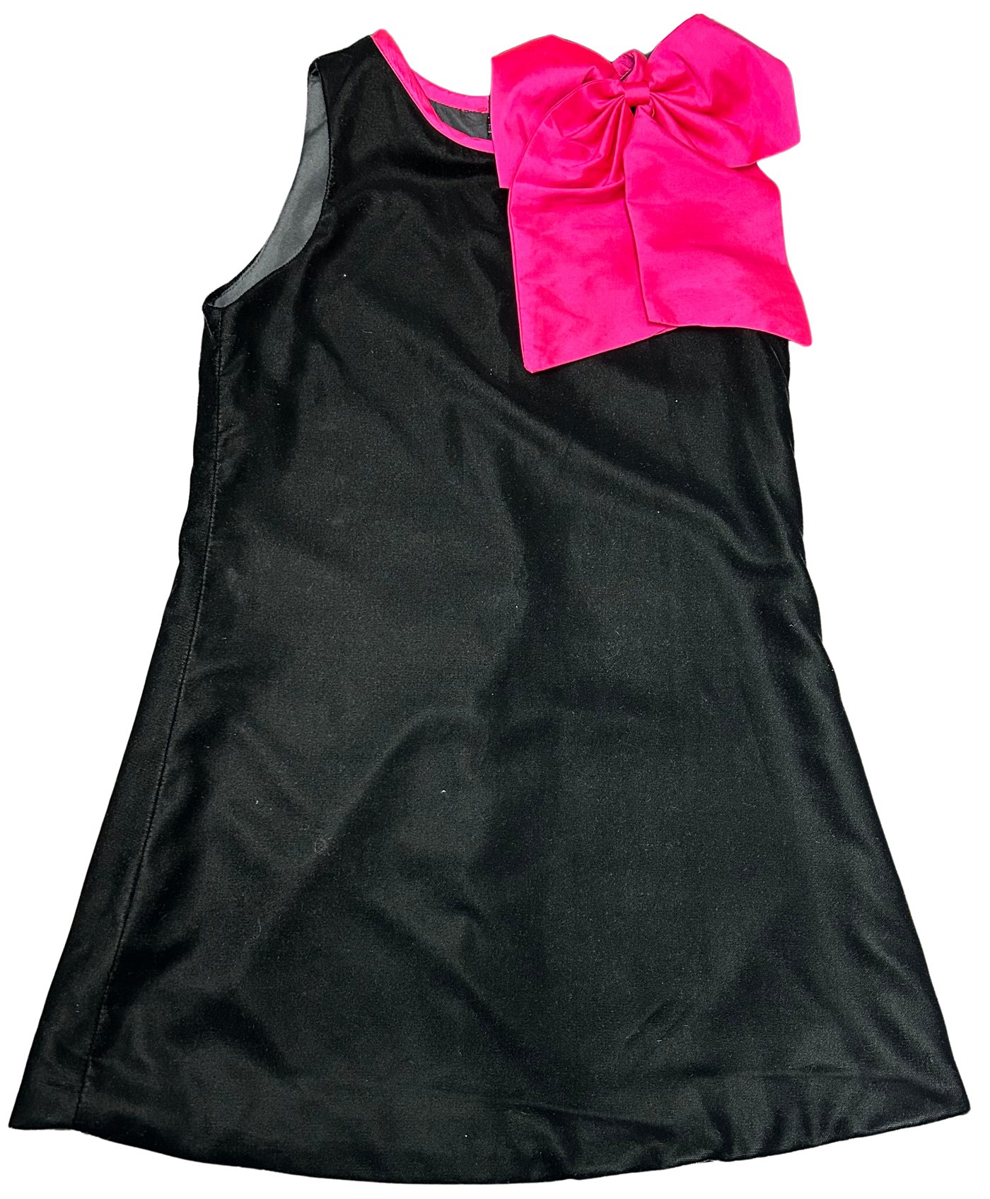 Velvet A Line with Bow Black and Fuchsia