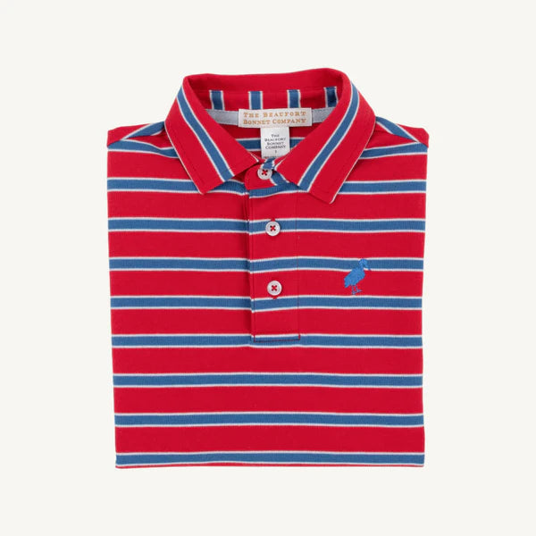 Prim & Proper Polo SS Rich Red Wood Boat Blue