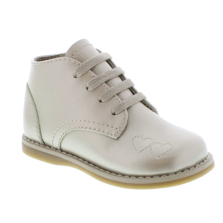 Tammy Soft Gold Walking Shoe with Stitched Hearts