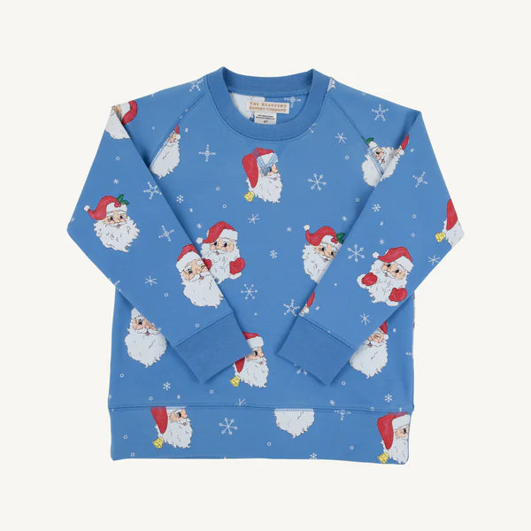 Cassidy Comfy Crewneck Dear Santa Barbados Blue