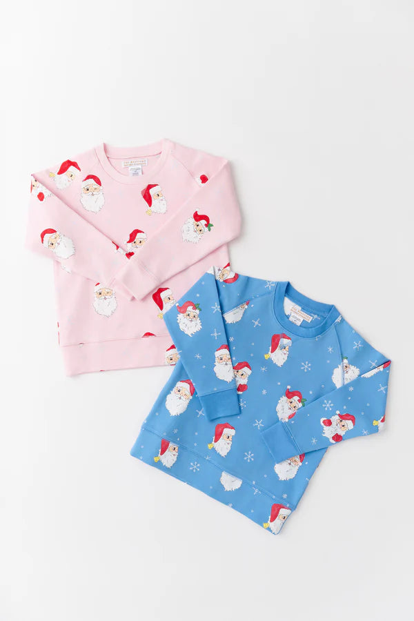 Cassidy Comfy Crewneck Dear Santa Barbados Blue