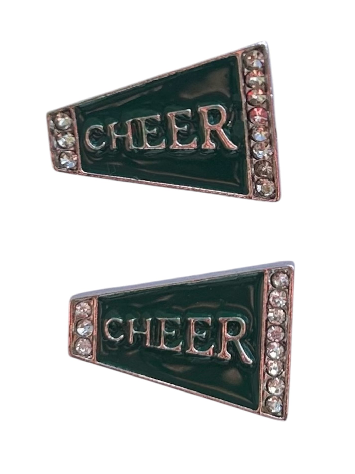 Green with Diamonds "Cheer" Megaphone Earrings