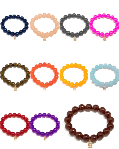 Glass Bead Stretch Bracelet - Various Colors