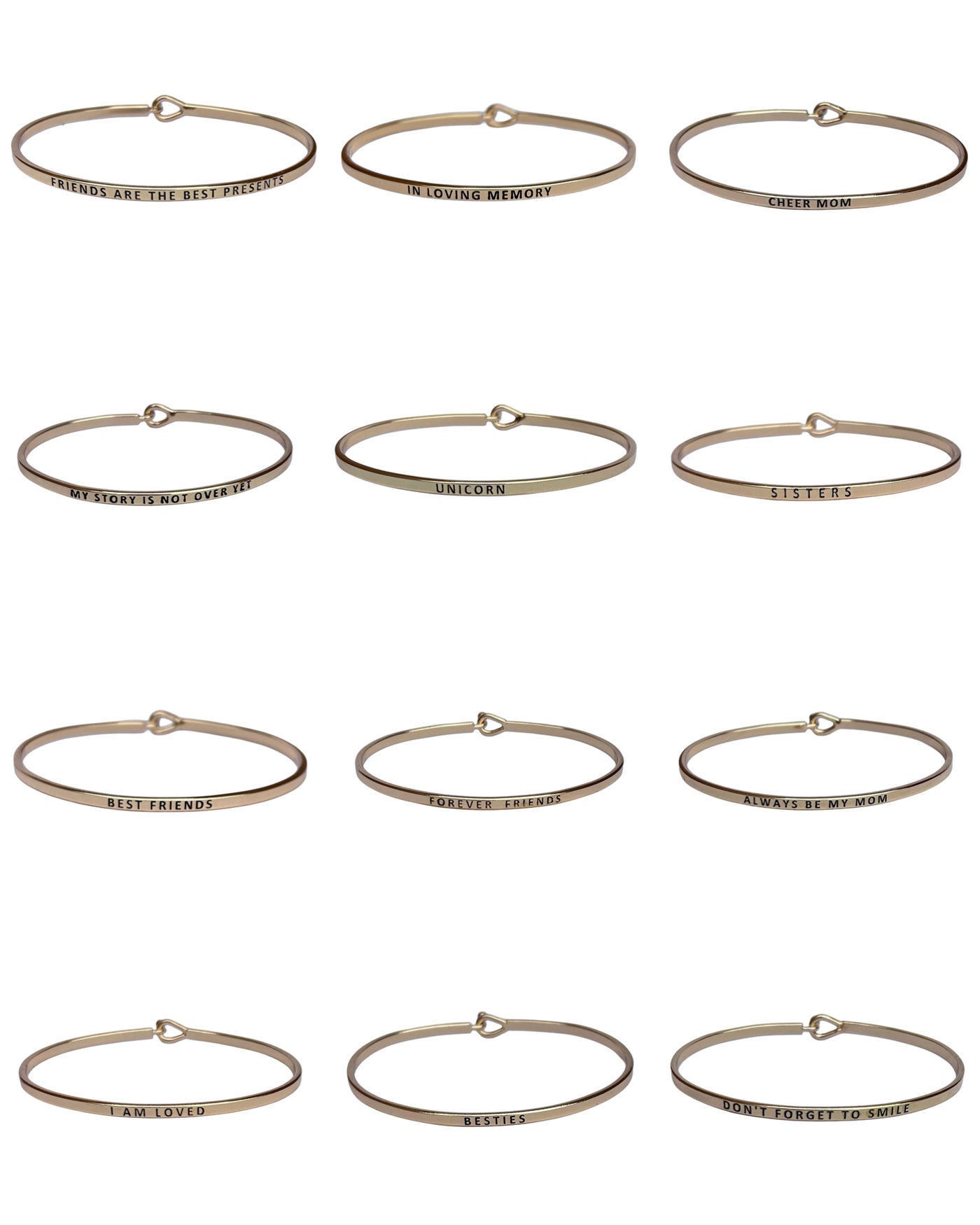 Gold Hook Bracelet Inspirational Assorted Engravings