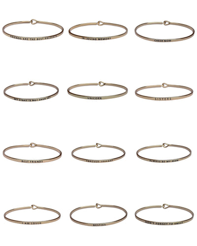 Gold Hook Bracelet Inspirational Assorted Engravings