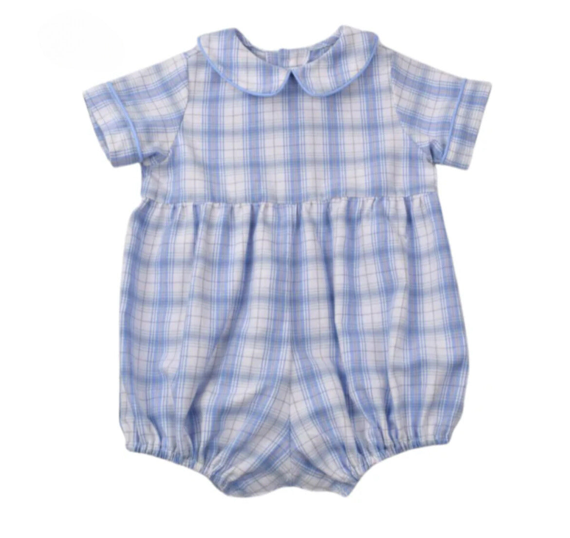 Boy Romper Blue & Tan Plaid