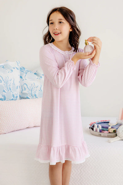 Marnie Morning Gown LS Palm BP Gingham WAW