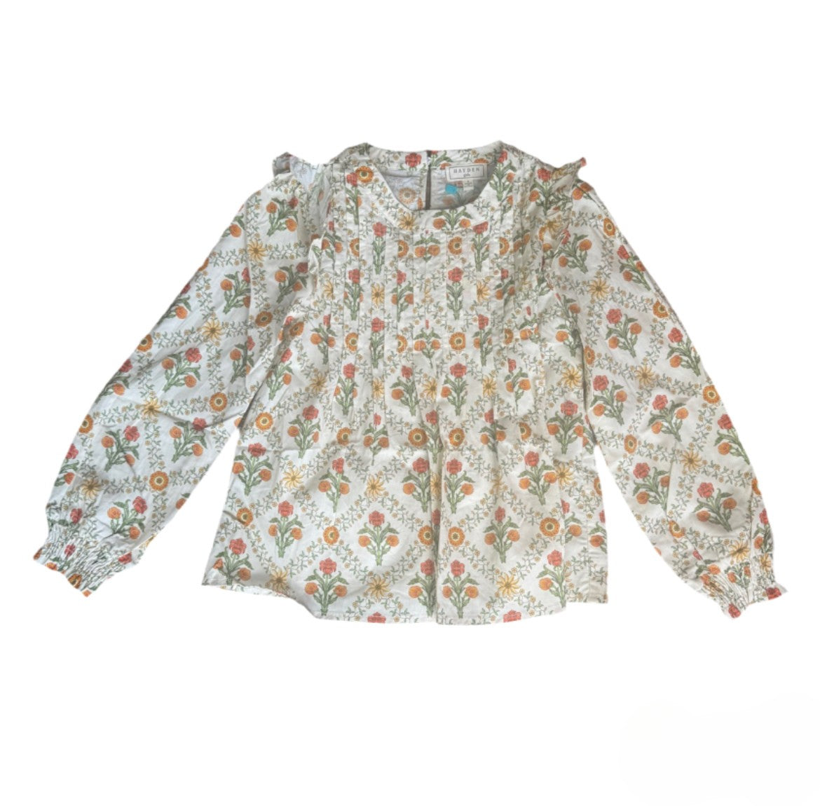 LS Floral Ruffle Top