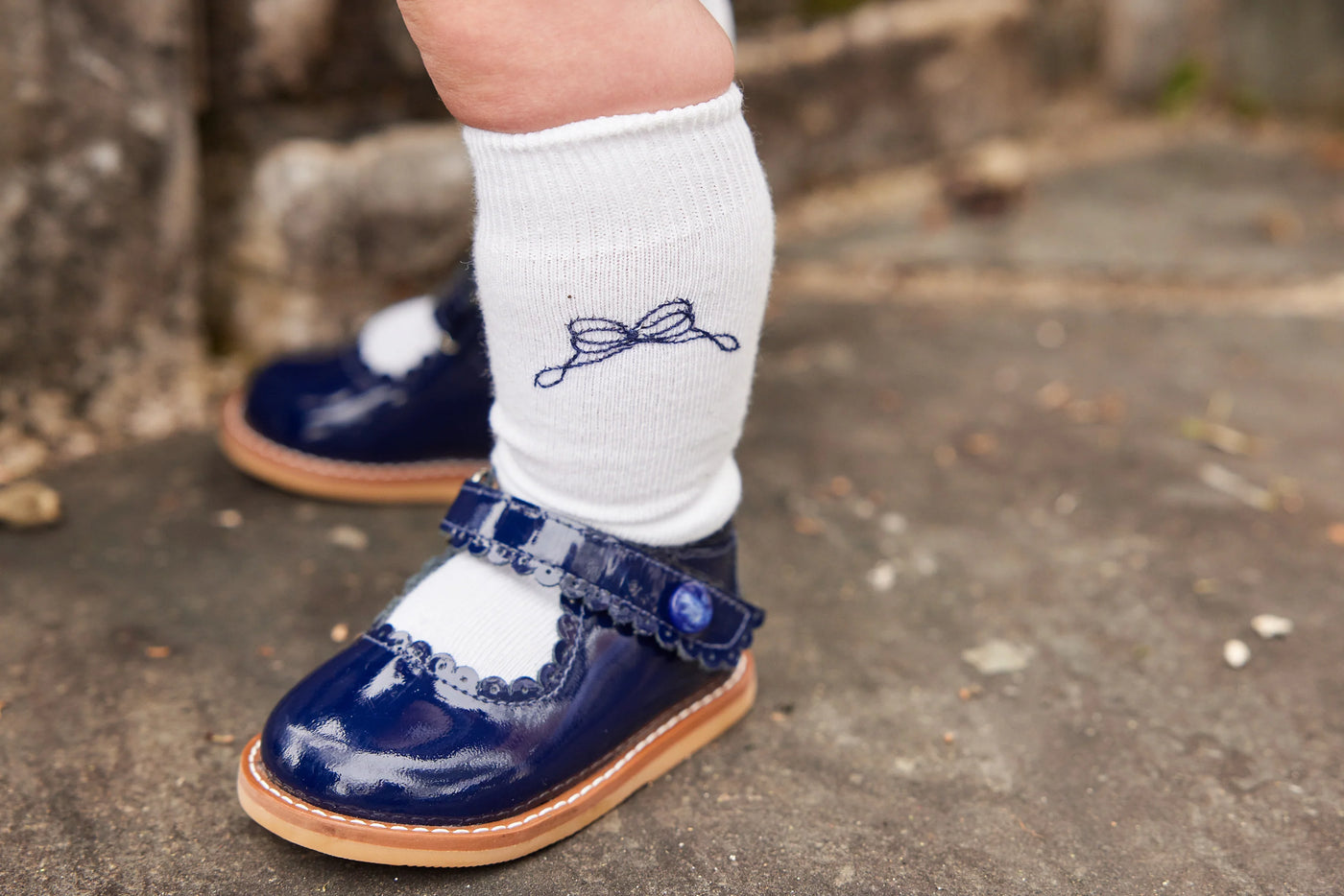 Knee High Socks Navy Bow