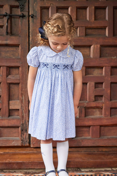 Smocked Peter Pan Dress Blue Vinings