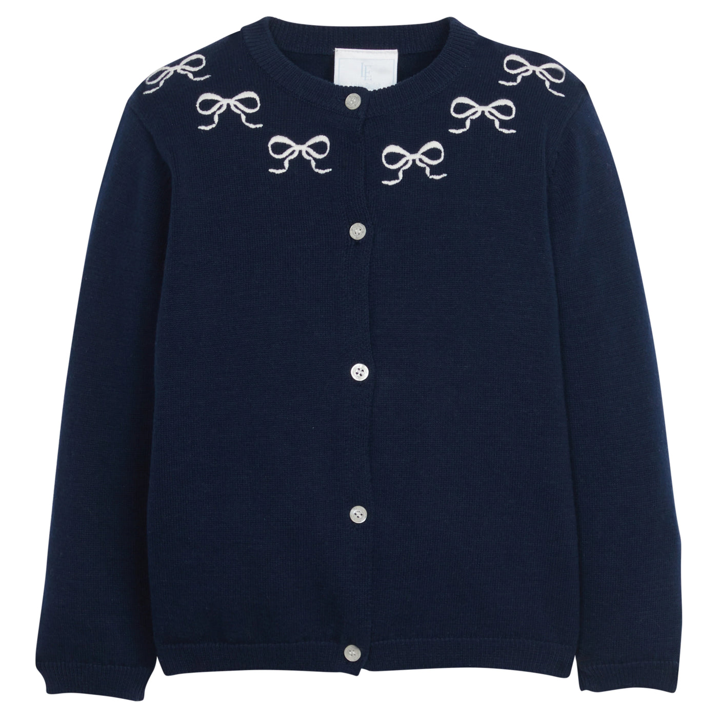 Embroidered Essentials Cardigan Navy Bows