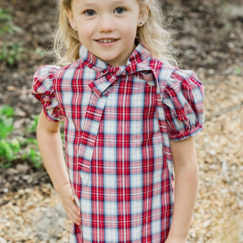 Cranberry with Navy Cord Tia Tie Dress