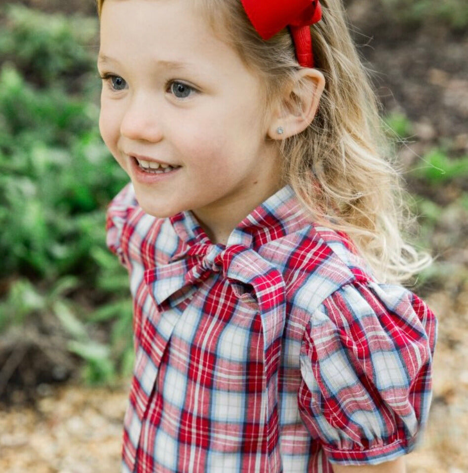 Cranberry with Navy Cord Tia Tie Dress