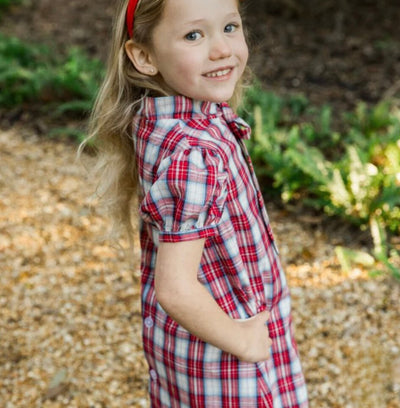 Cranberry with Navy Cord Tia Tie Dress