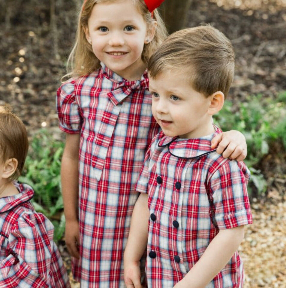 Cranberry with Navy Cord Tia Tie Dress