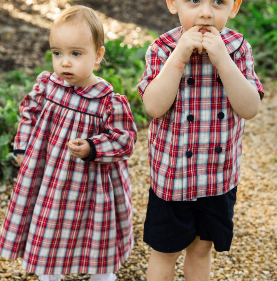 Cranberry with Navy Float Dress