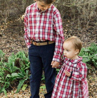 Cranberry with Navy Float Dress