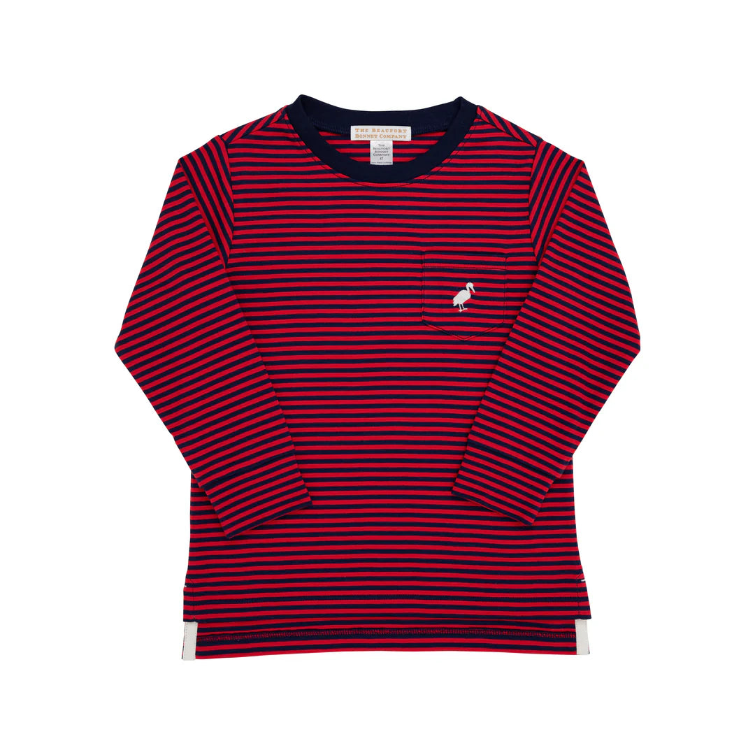 LS Carter Crewneck RichRed NanNavy Stripe