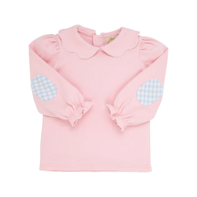 Emma's Elbow Patch Top Palm BP Beale SB Gingham