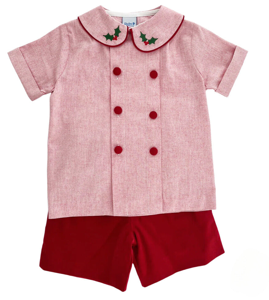 Holly with Red Cord Boys Dressy Short Set