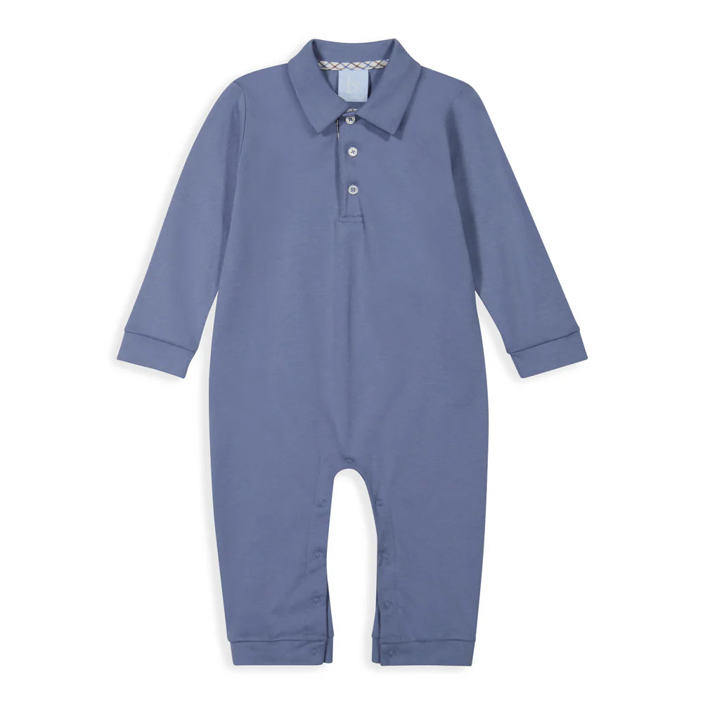 Pima Romper Steel Blue with Dutton Check