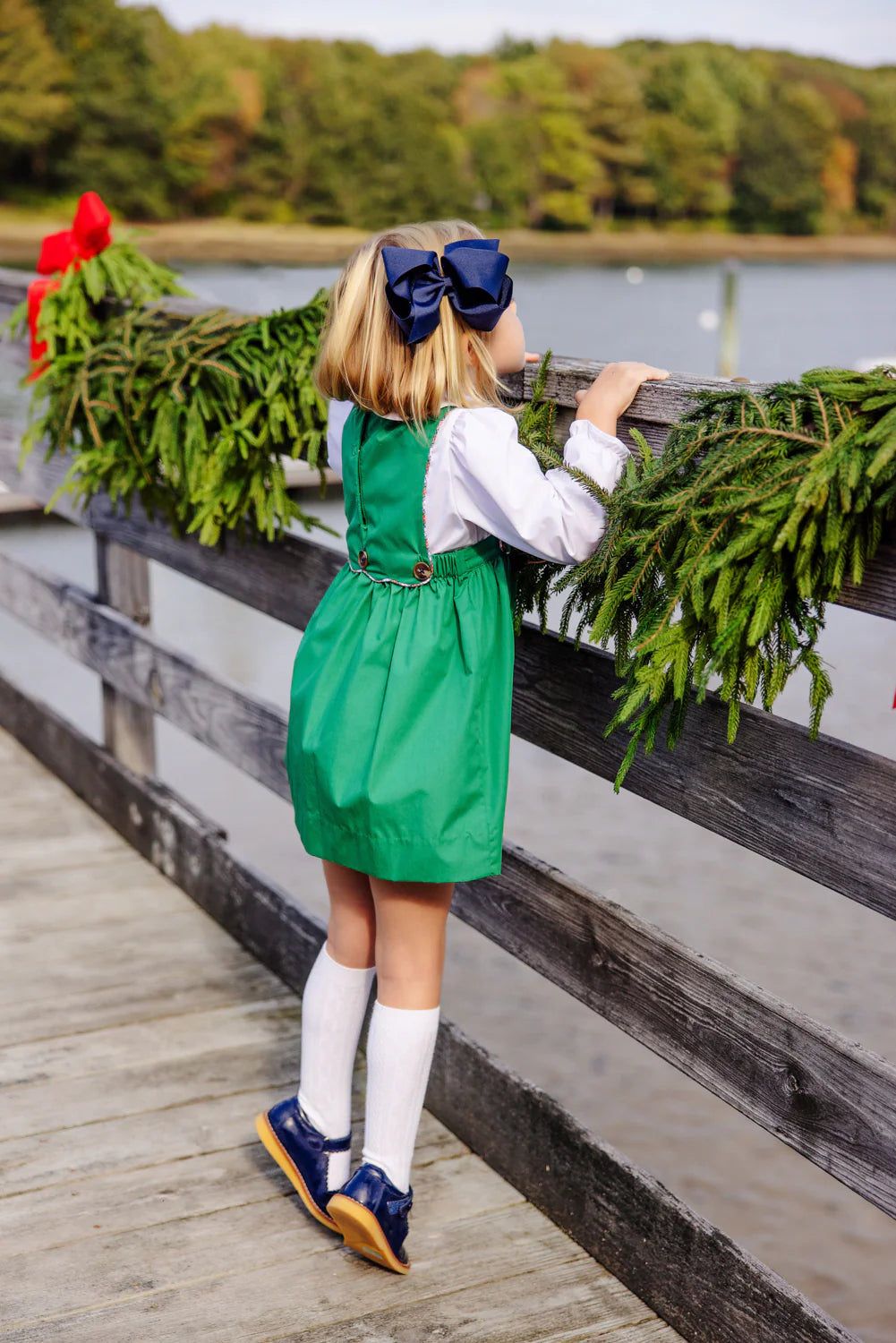 Brady Button In Dress with Bow KiawahKG Merritt Park Plaid