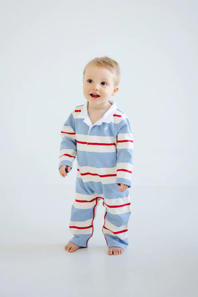 Sir Proper's Rugby Romper BarrBlue RichRed PalmPearl