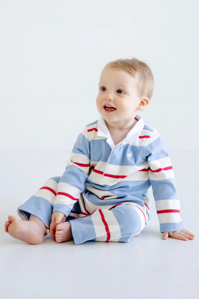 Sir Proper's Rugby Romper BarrBlue RichRed PalmPearl