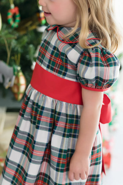 Cindy Lou Sash Dress Aiken Place Plaid