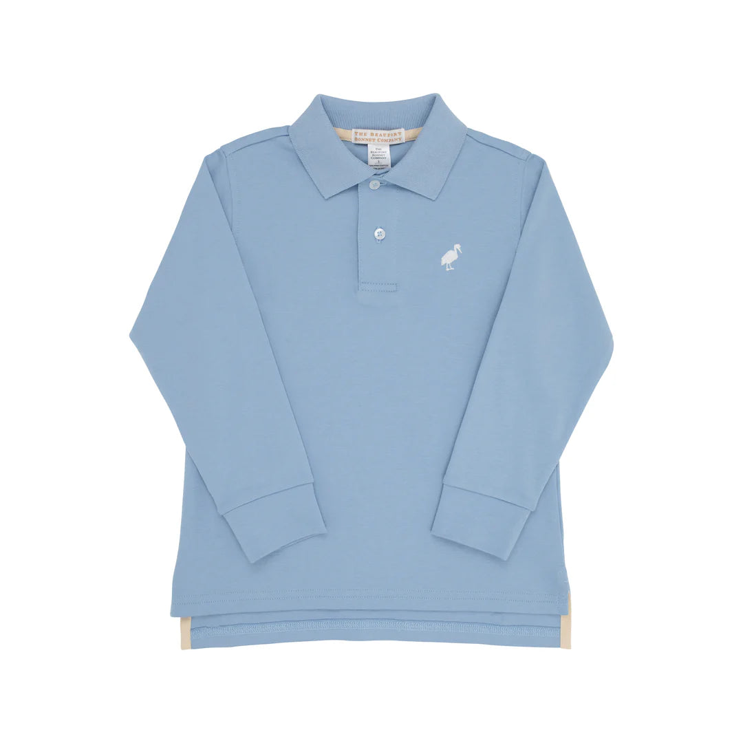 Prim and Proper Polo LS Barrington Blue WAW Stork