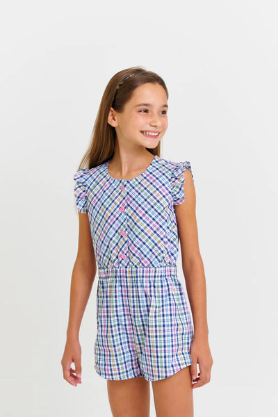 Marion Rose Romper Pier Pointe Plaid