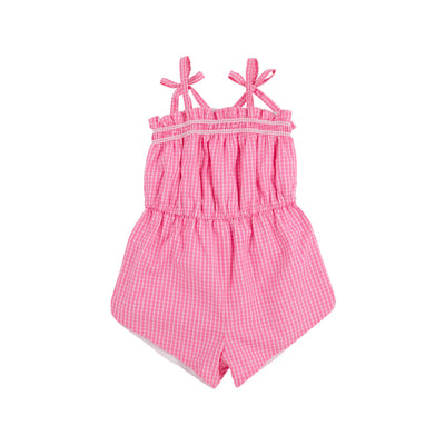 Rosey Shorts Romper Pink Willow Windowpane