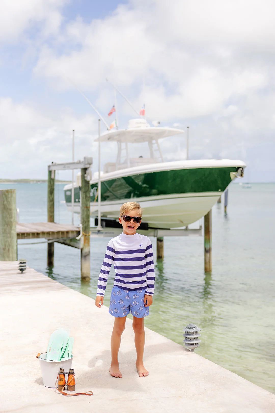 Walker's Wave Spotter Swim Shirt Nan Navy Stripe