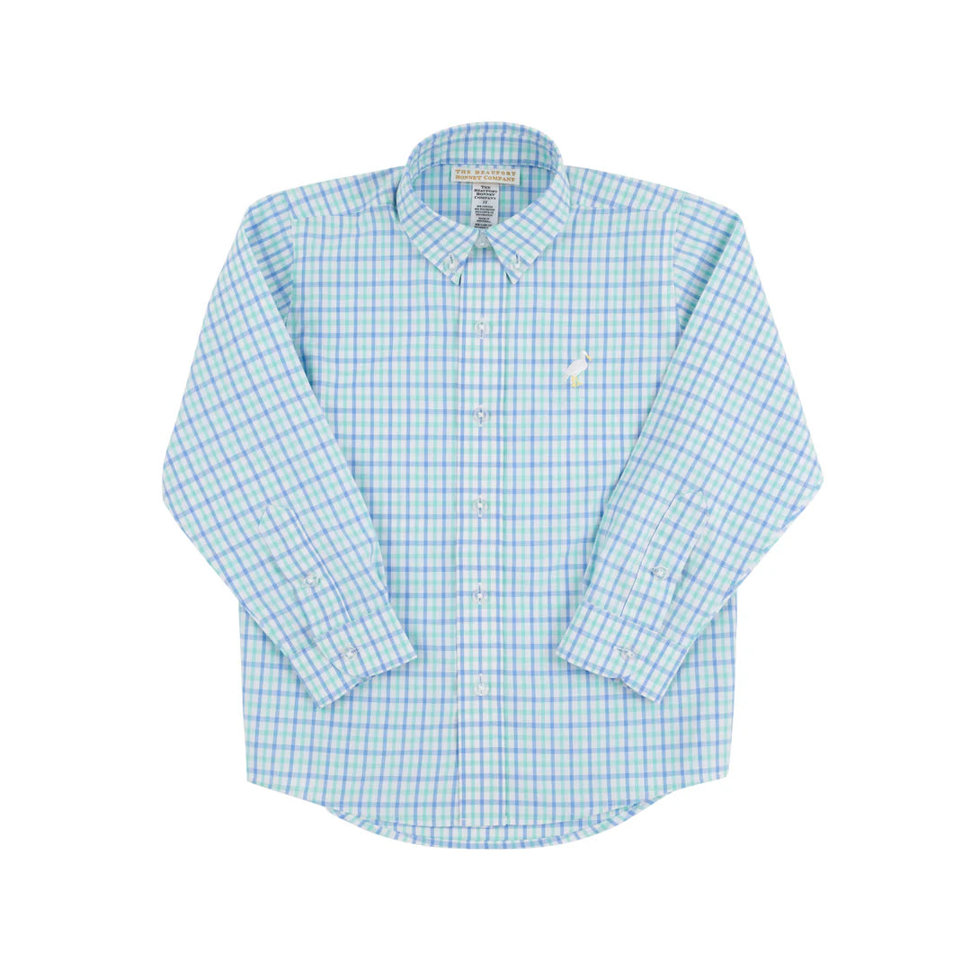 Dean's List Dress Shirt Sunrise Blvd Blue Turks Teal Check