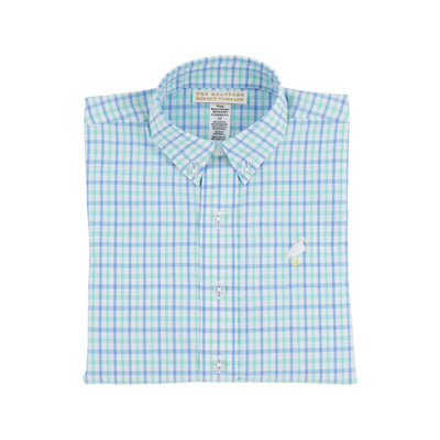 Dean's List Dress Shirt Sunrise Blvd Blue Turks Teal Check