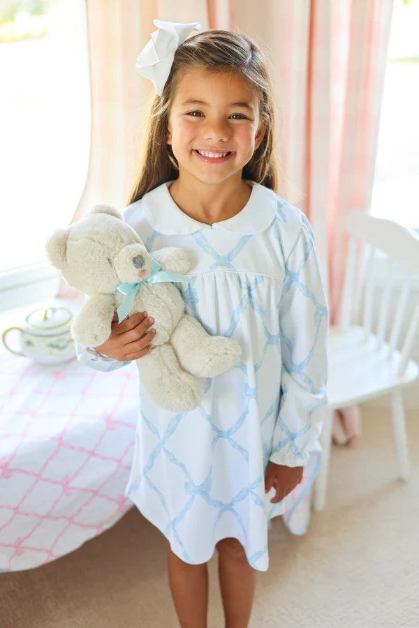 LS Holly Day Dress Pima Buckhead Blue Belle Meade Bow, Worth Avenue White