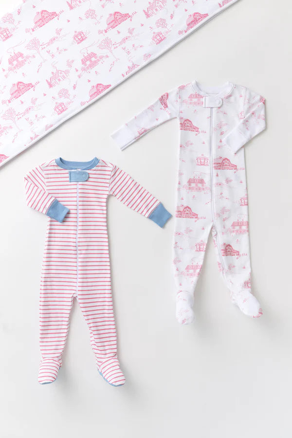 Knox's Night Night Footed Nantucket Red Stripe, Barrington Blue