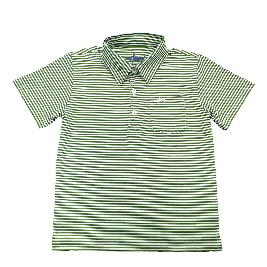 Inshore Performance Stripe SS Polo Green Stripe