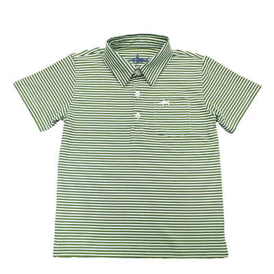 Inshore Performance Stripe SS Polo Green Stripe