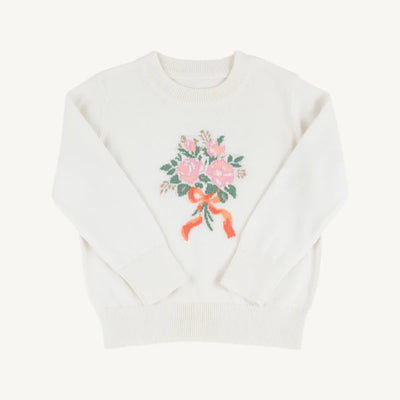 Isabelle's Intarsia Sweater Palmetto Pearl Floral Bouquet
