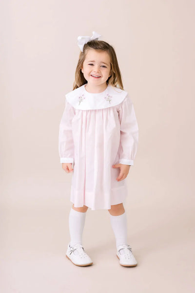 Sandra Dress Long Sleeve Blessing Pink Batiste, Flowers