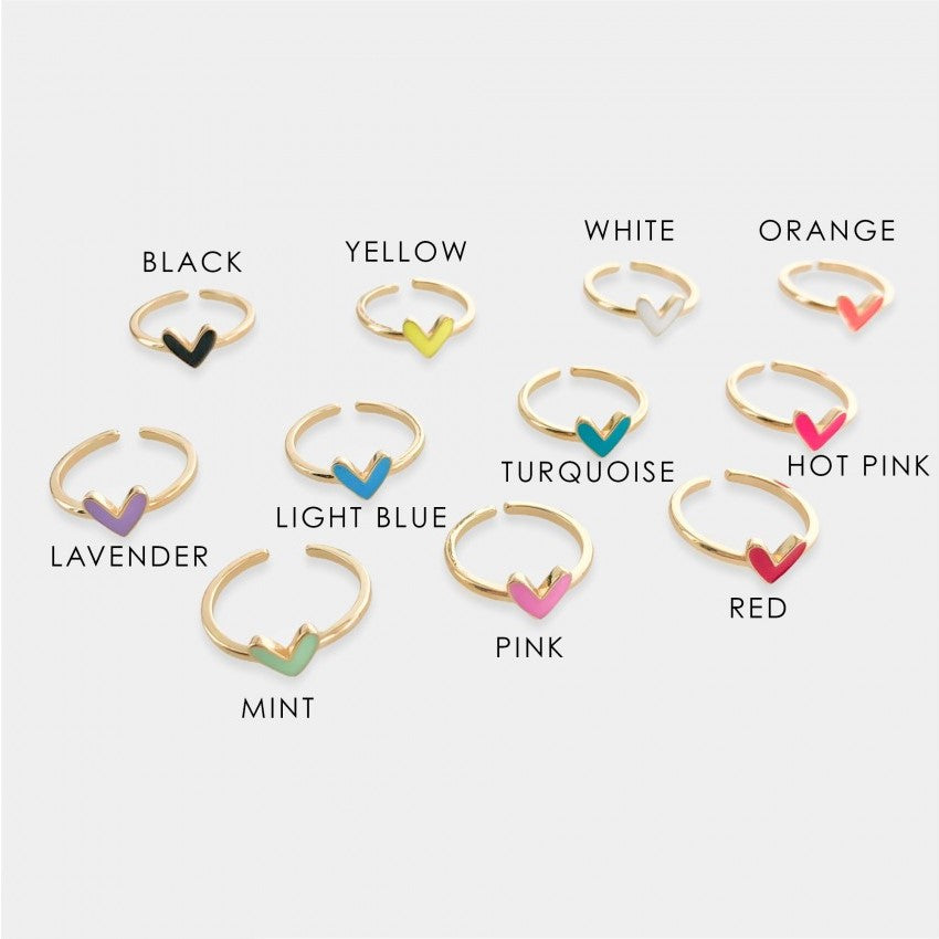 Heart Enamel Ring - One Size