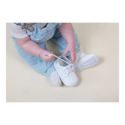 James Boy's Leather Lace Up Shoe White