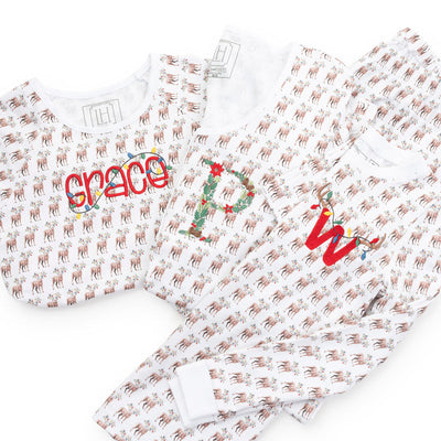 Ladies Calli Pajama Pant Set Festive Deer