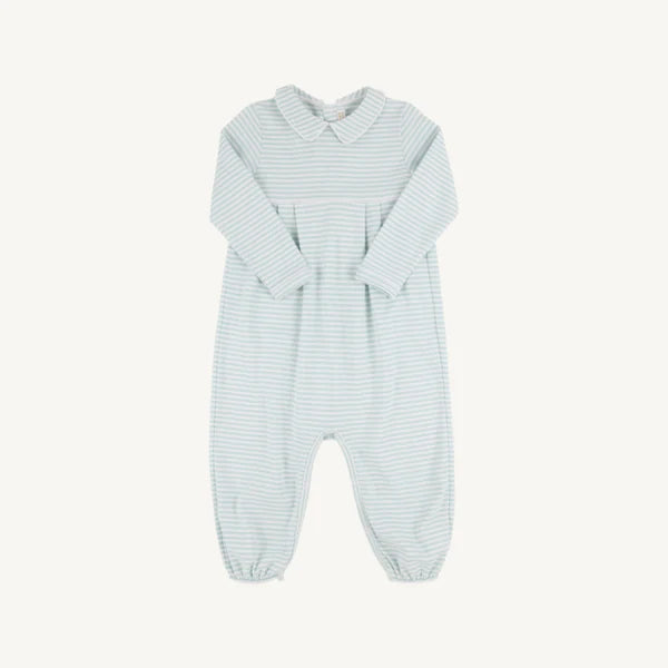 LS Bradford Collar Romper Old Greenwich Green Stripe