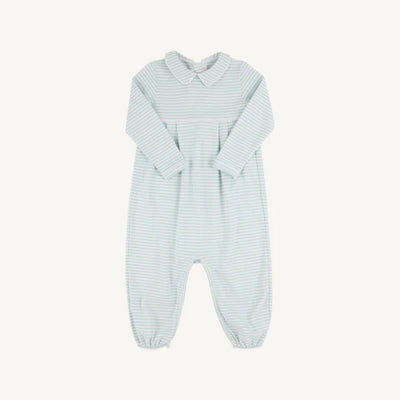 LS Bradford Collar Romper Old Greenwich Green Stripe