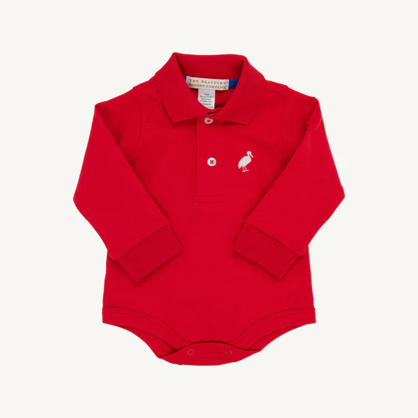 LS Prim & Proper Polo & Onesie Richmond Red with Worth Avenue White Stork
