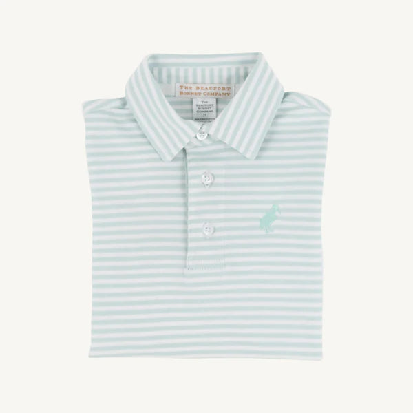 Prim & Proper Polo Old Greenwich Green Stripe
