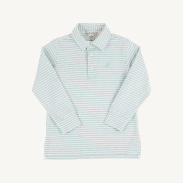 Prim & Proper Polo Old Greenwich Green Stripe